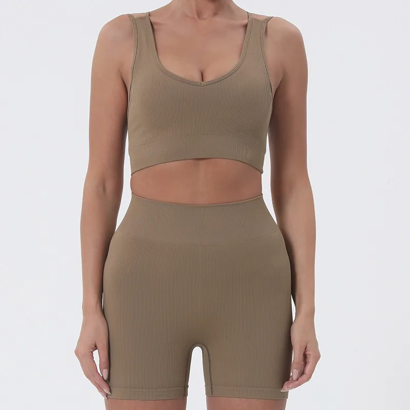Short biker canalé 6" + bra